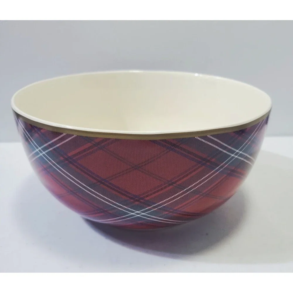 Williams Sonoma Mixing Bowl Tartan Plaid 8.75